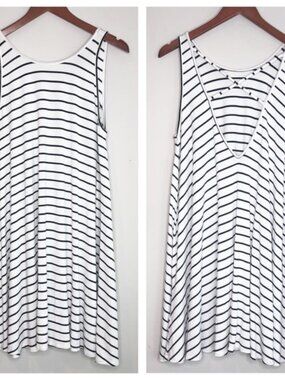 HOLLISTER Sleeveless Stretchy Jersey Low Back Striped B&W Dress Size L